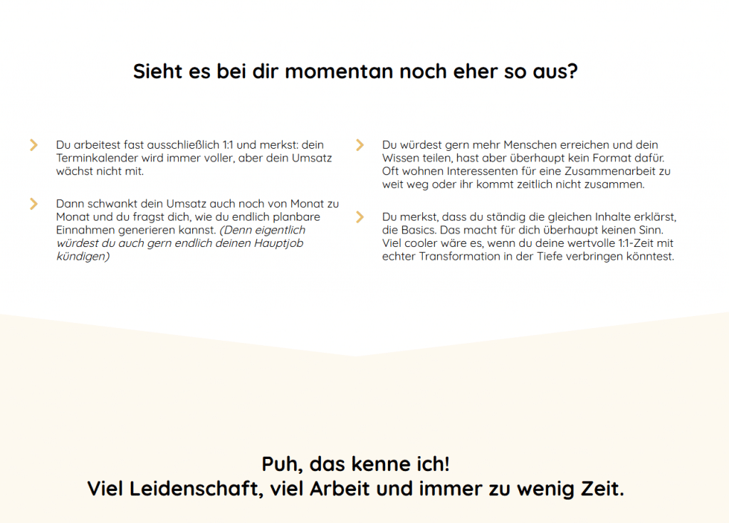 Salespage: Beschreibe das Problem deines Kunden