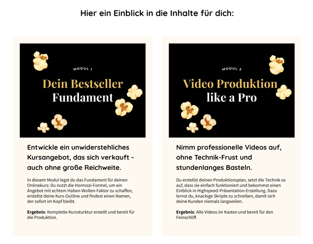 Salespage: Präsentiere deinen Onlinekurs und gib einen kleinen Einblick in die Inhalte