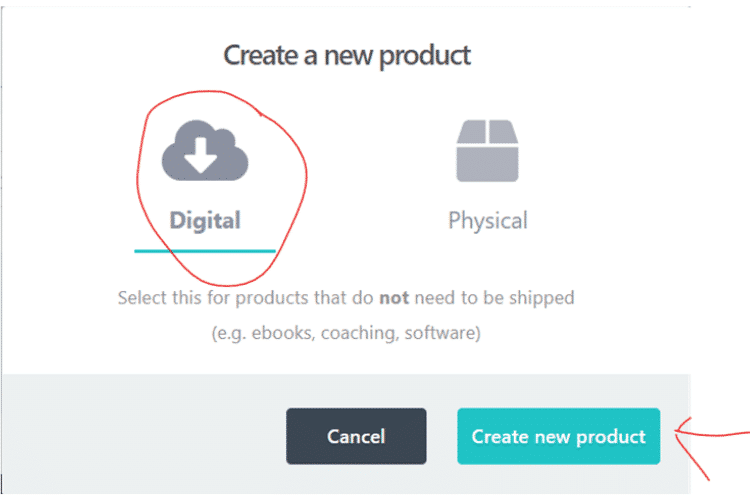 Thrivecart: Digitales Produkt anlegen, erster Schritt