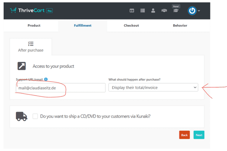 Thrivecart: Lege fest, wie dein Produkt ausgeliefert werden soll