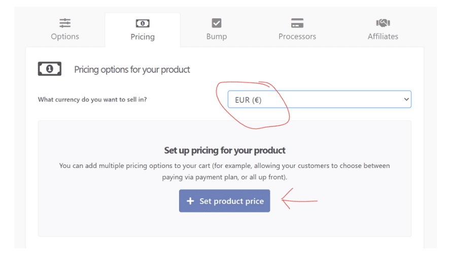 Thrivecart: Produktpreis festlegen