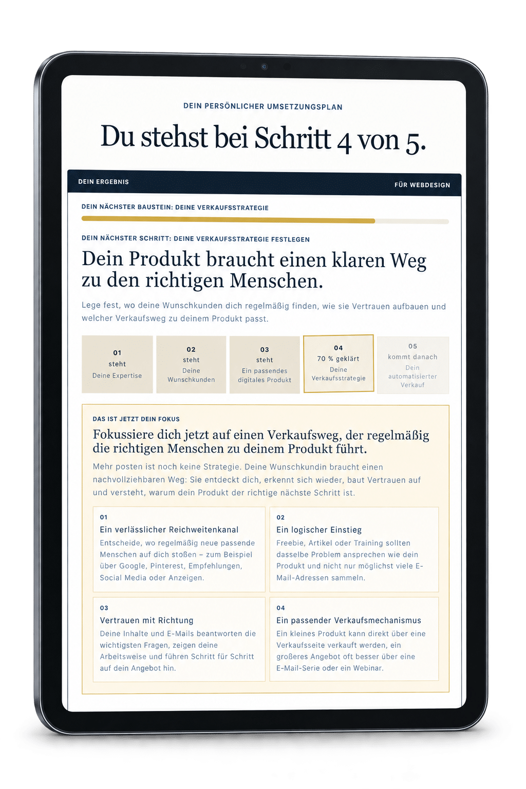 Interaktiver Umsetzungsplan auf einem iPad